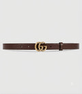 Gucci Style GG Antique-Gold Brown Leather Belt